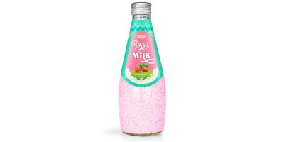 fruit juice brands  Basil seed Milk  strawberry with 290ml