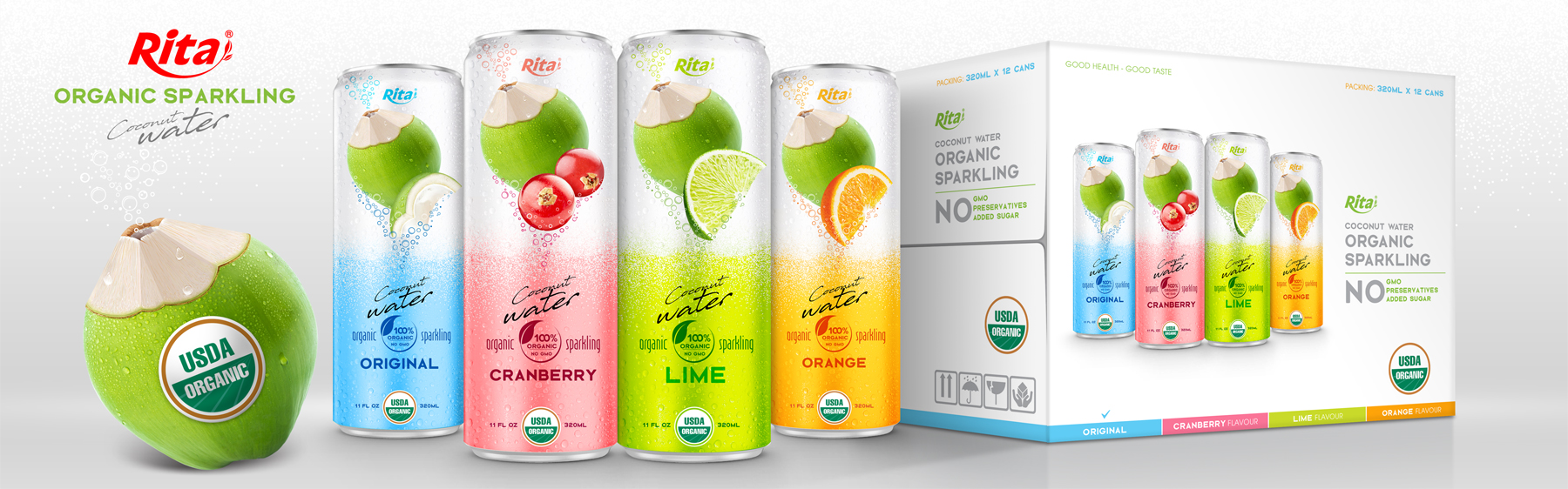Coco Organic Sparkling with cranberry in  320ml  can 