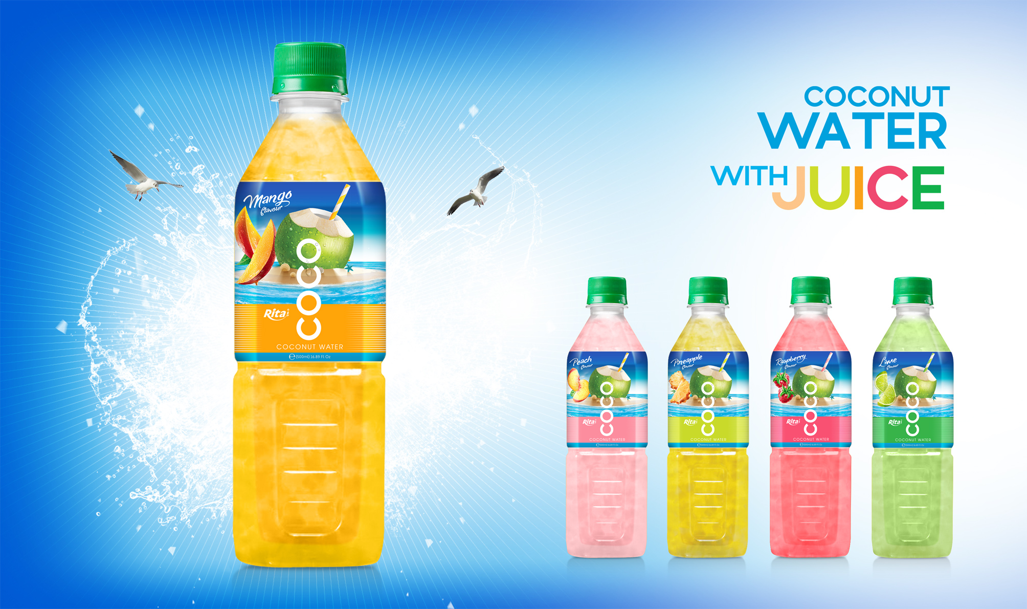 Coconut water with strawberry  flavor  500ml Pet bottle 