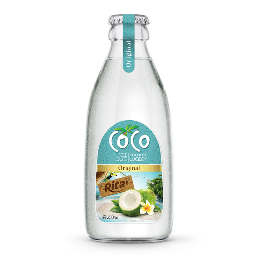250ml glass bottle 100 pure original Coconut water own brand