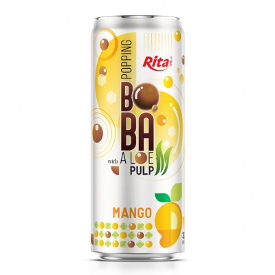 Wholesale 320ml Sleek Can Mango Flavored Bubble Tea