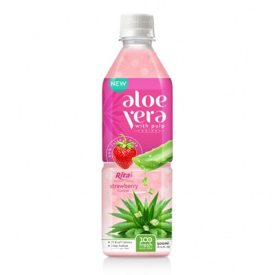 aloe vera pulp juice with strawberry 500ml Pet squares