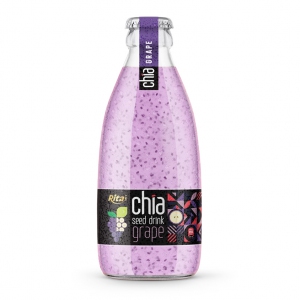 Chia Seed Drink With Grape Flavor 250ml Glass Bottle
